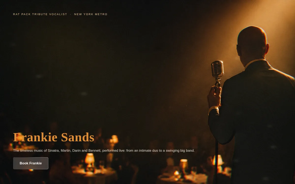 Frankie Sands website, built on Instinctor