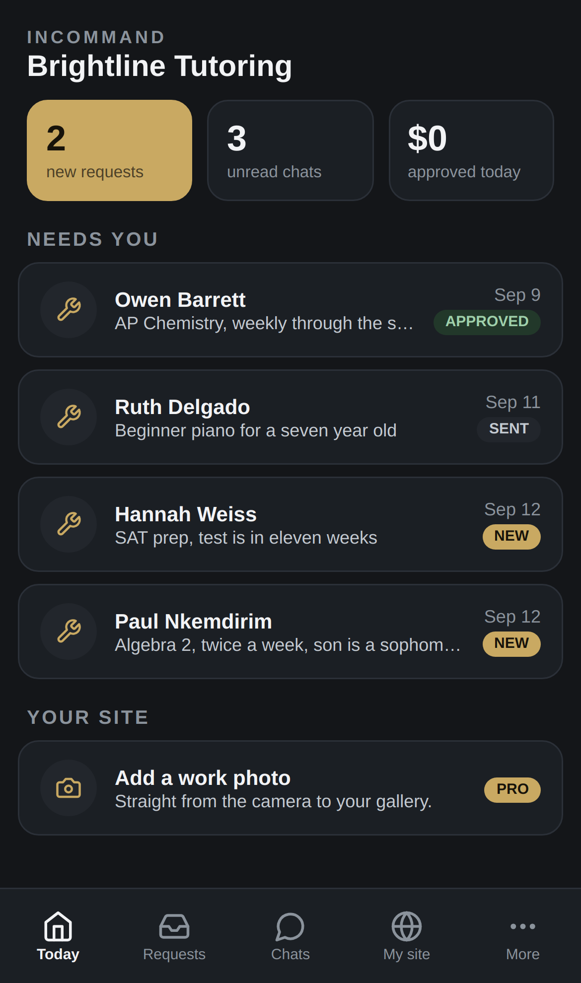InCommand, the today screen