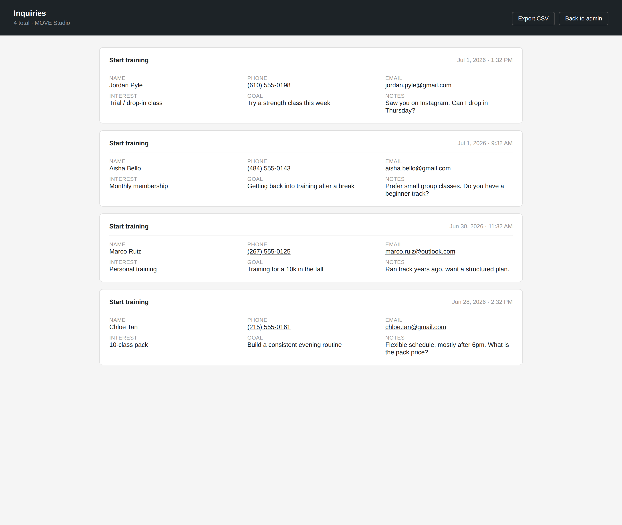 Instructor fitness studio software