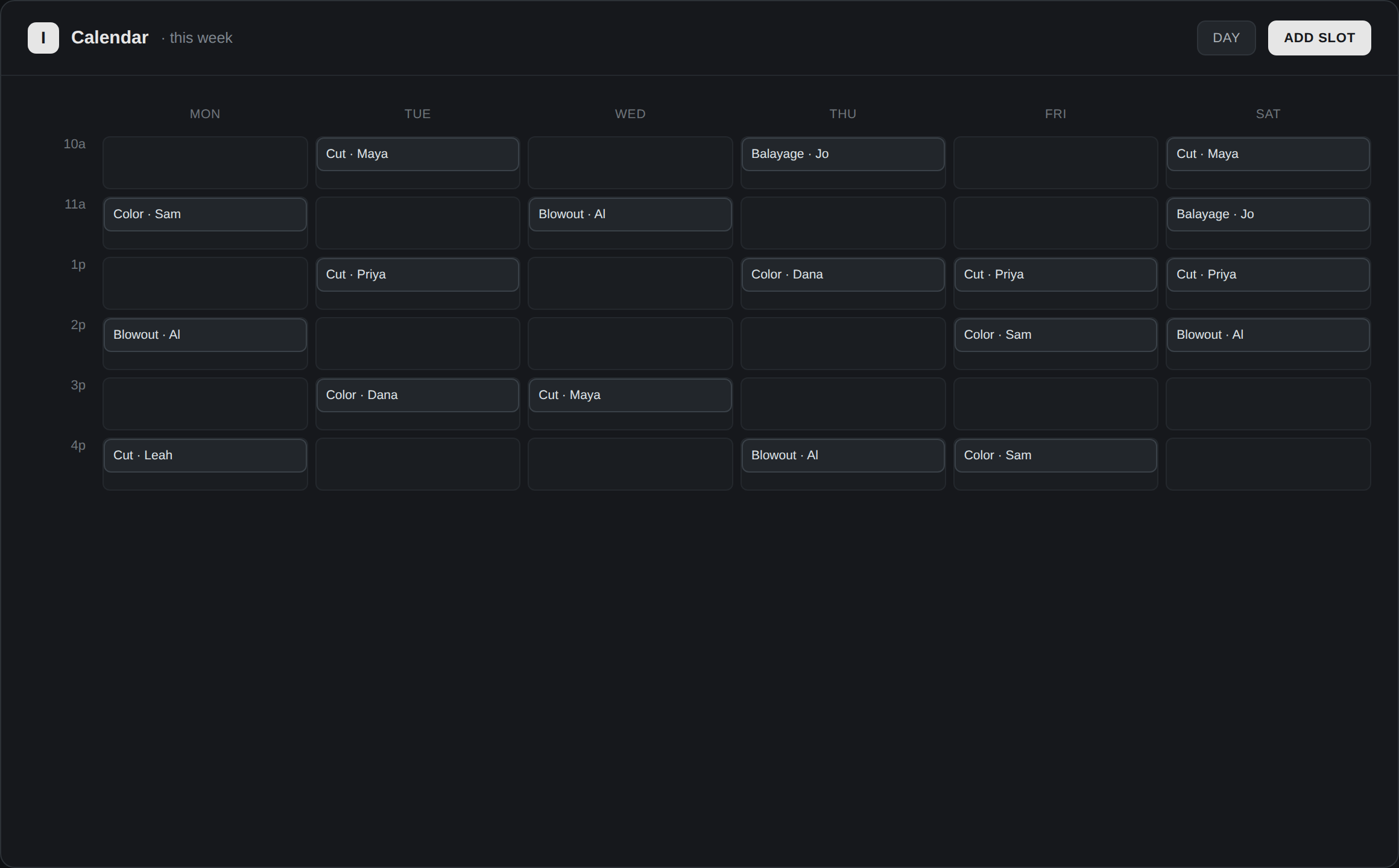 Calendar updating the moment a slot is booked or freed