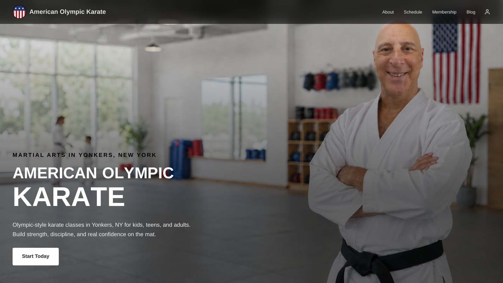 The American Olympic Karate homepage, rebuilt and running on Instinctor